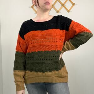 Trendology Color Block Knit Sweater Size Large